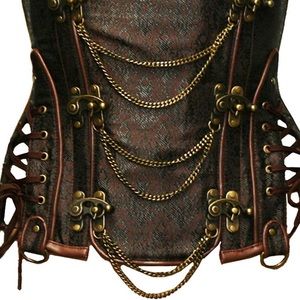 Brown brocade steampunk corset